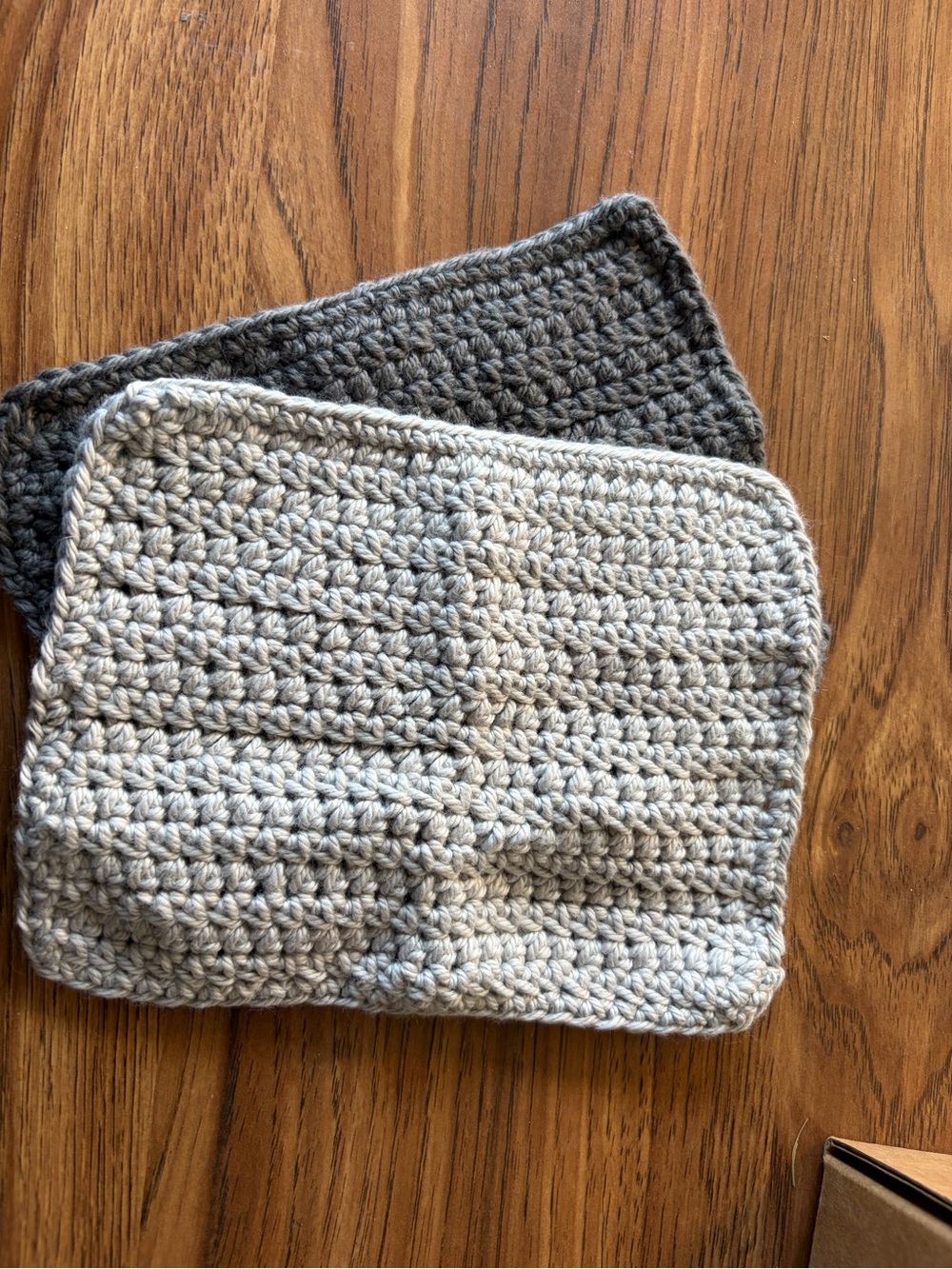 Handmade Crocheted Washcloths Set - Light Gray & Charcoal
